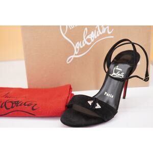 Christian Louboutin Umberta Black Suede Sandals SZ 37 NIB $995 Ankle strap